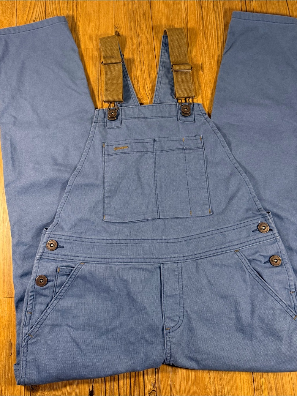 REI Co-op Trailsmith Womens 4 Petite Blue Canvas Overalls Workwear Utility
